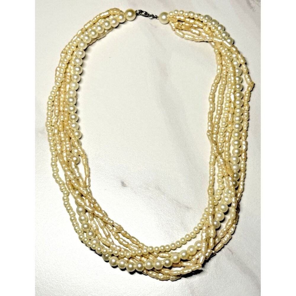 VTG MultiStrand Rice Freshwater Pearl Necklace Unmarked